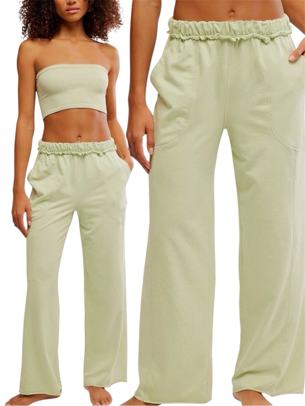 FREE PEOPLE Dont Wait Up Lounge Pant in light  green size small